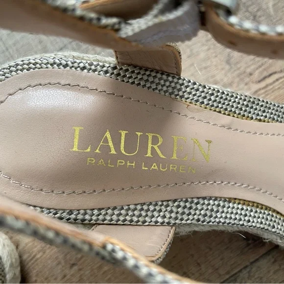 Lauren Ralph Lauren Buckle Tie Wedge Heel Espadrille Shoes Womens Size 7 - Picture 5 of 12